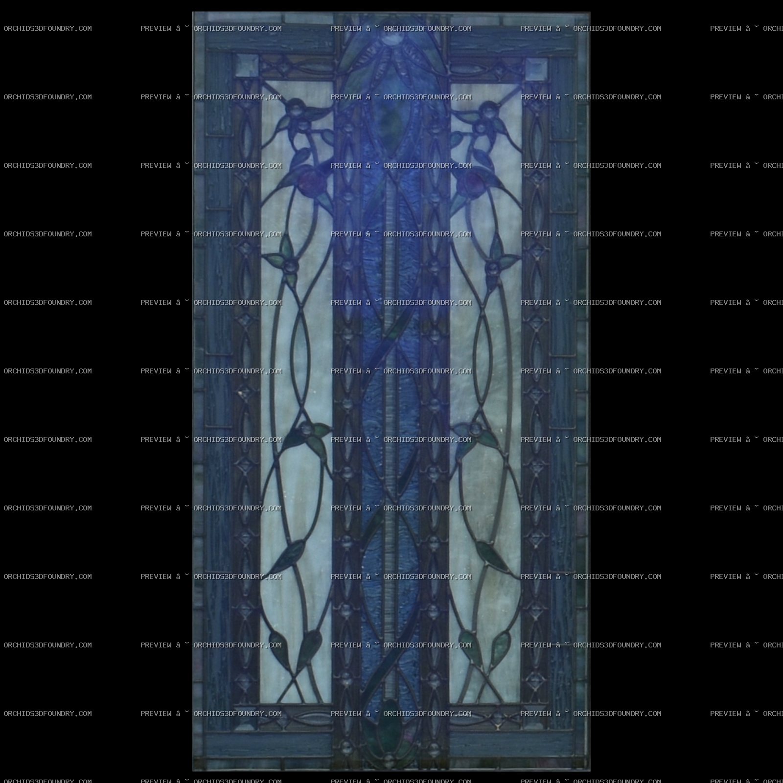 Blue Glass Stained Ivy Window